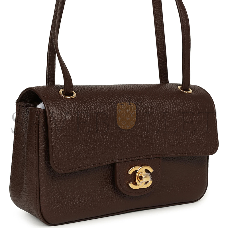 CHANEL MINI FLAP BAG DARK BROWN AS6573 (20*13*6cm)